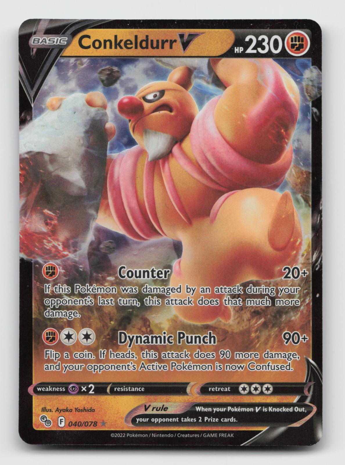 Conkeldurr V 040/078 Holo V Rare Pokemon GO Pokemon Near Mint