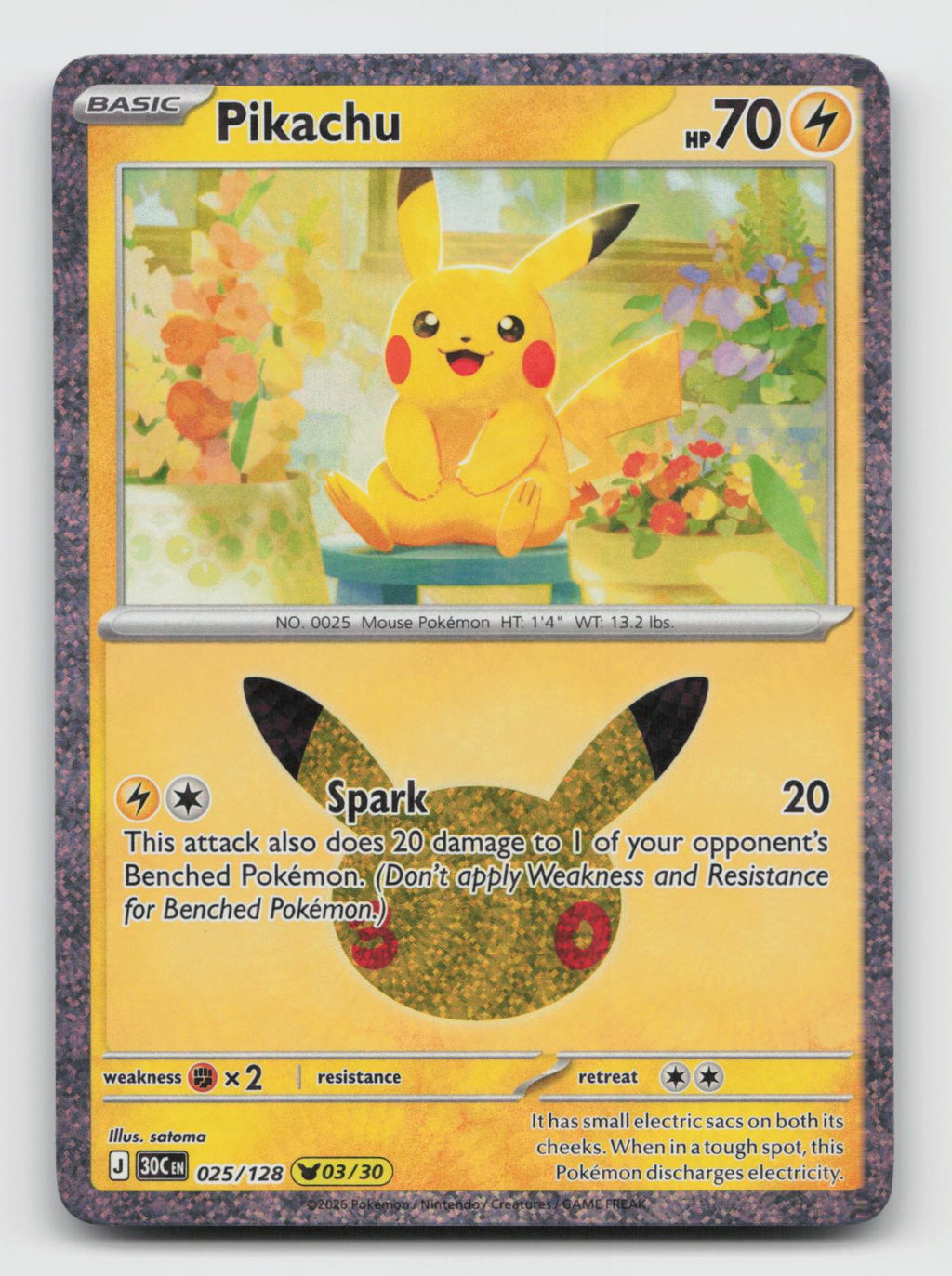 Pikachu 025/128 Holo Pikachu Rare ME: 30th Celebration Pokemon Near Mint