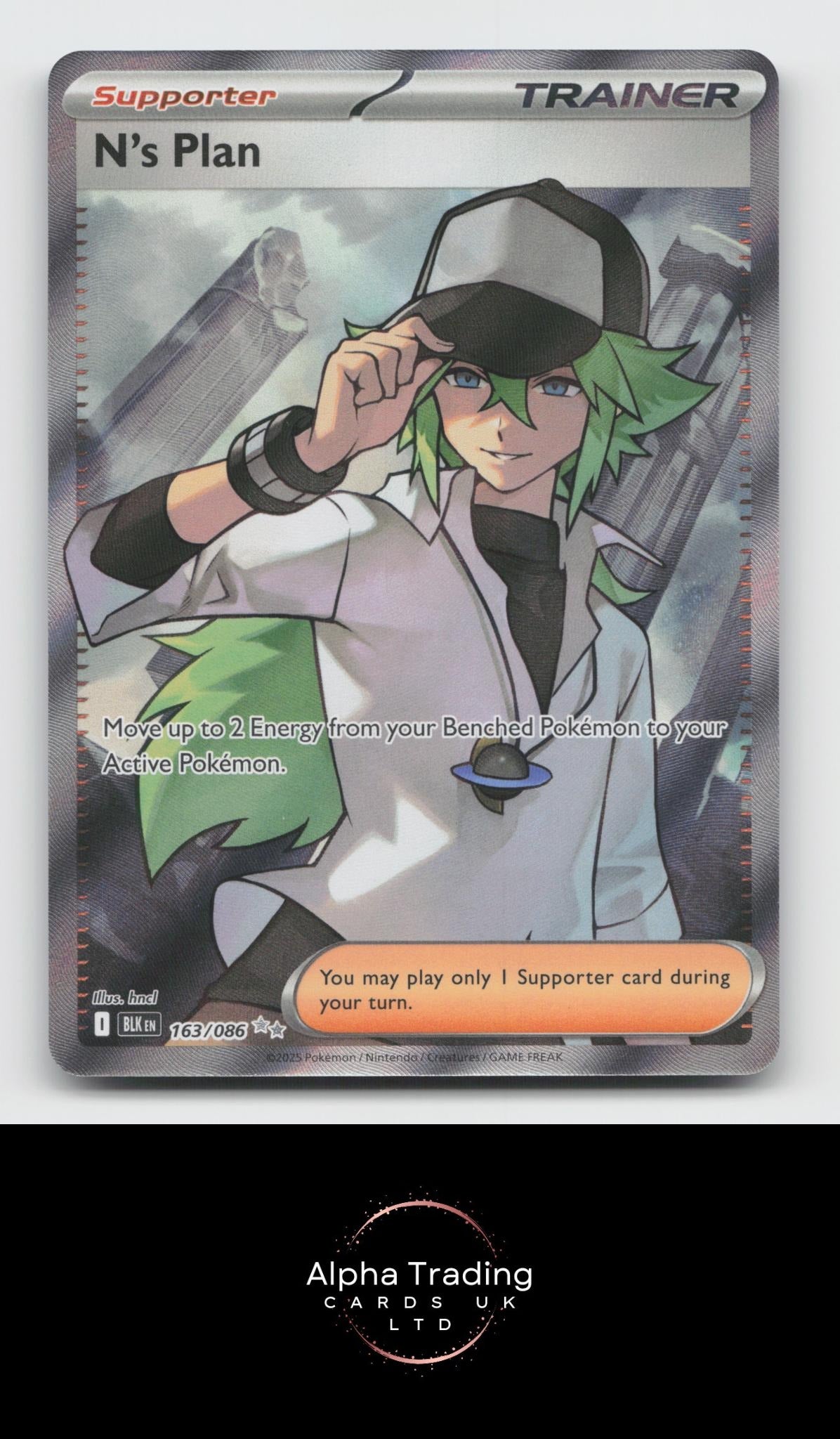 N's Plan 163/086 Holo Ultra Rare Black Bolt Pokemon Near Mint