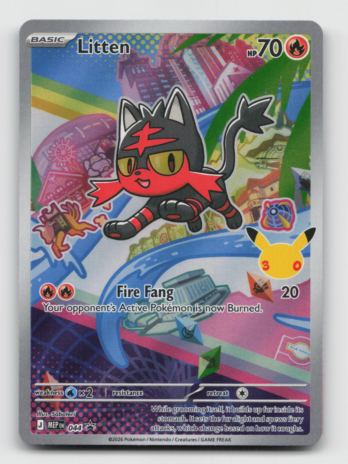 Litten 044 Holo Promo ME: Mega Evolution Promo Pokemon Near Mint