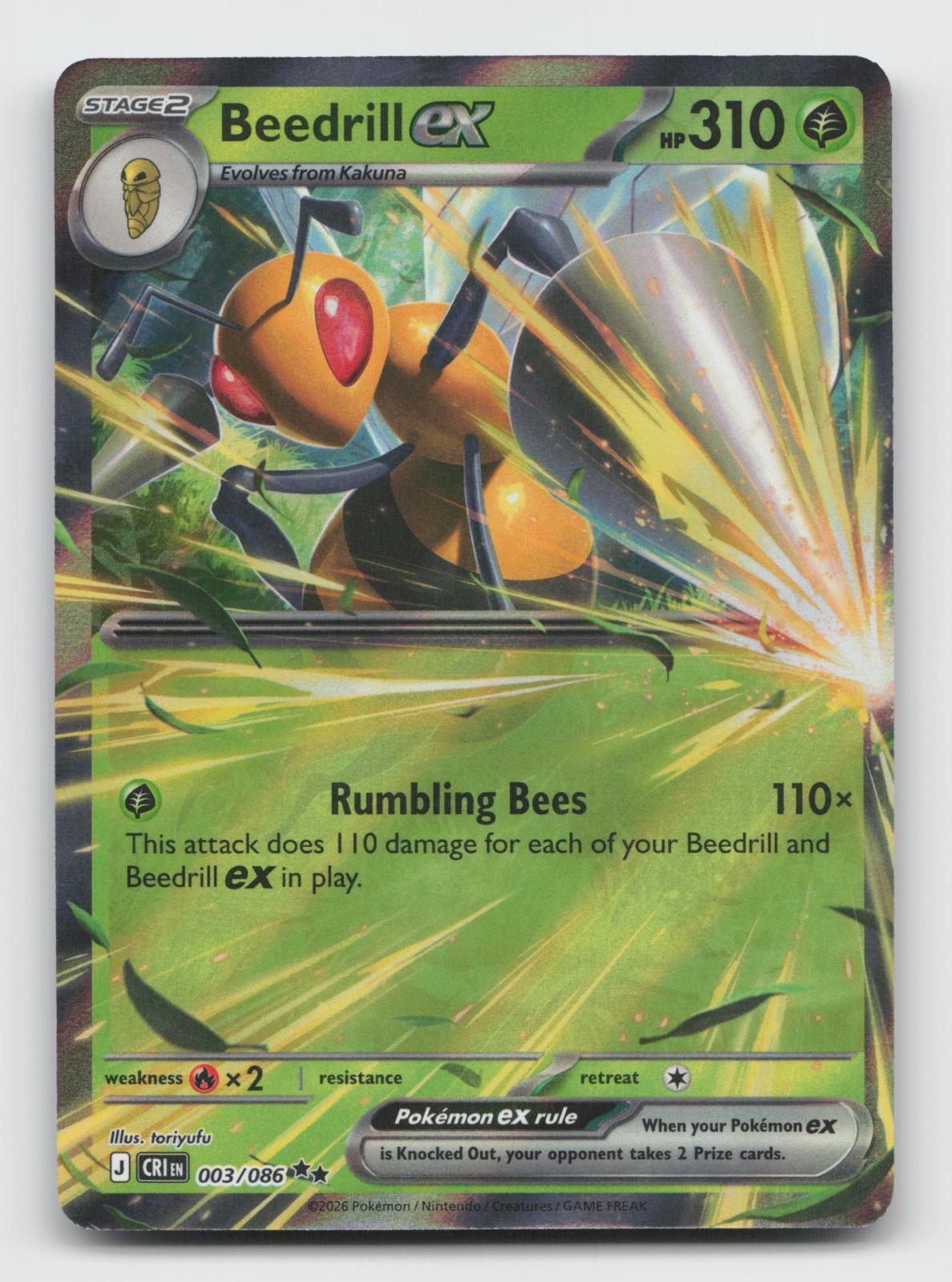Beedrill ex 003/086 Double Rare Chaos Rising Pokemon Holo Near Mint