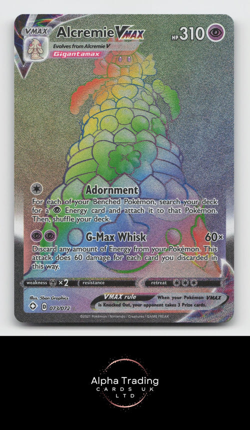 Alcremie VMAX 073/072 Rainbow Rare Shining Fates Pokemon Holo Near Mint