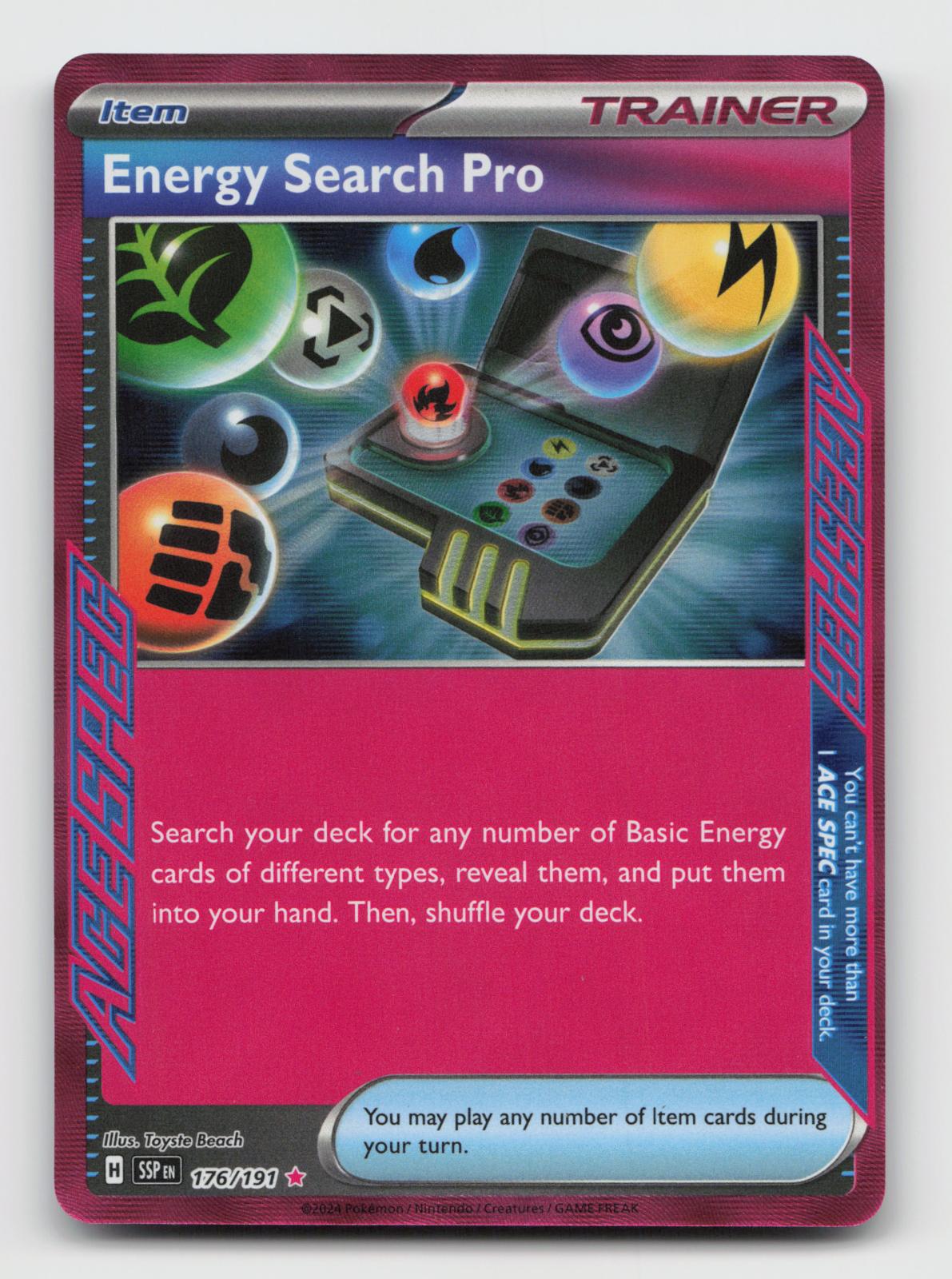 Energy Search Pro 176/191 ACE SPEC Rare Surging Sparks Pokemon Holo Near Mint