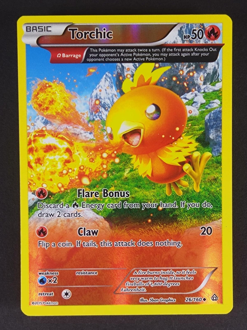 Torchic 26/160 Uncommon Primal Clash Pokemon Reverse Holo Near Mint