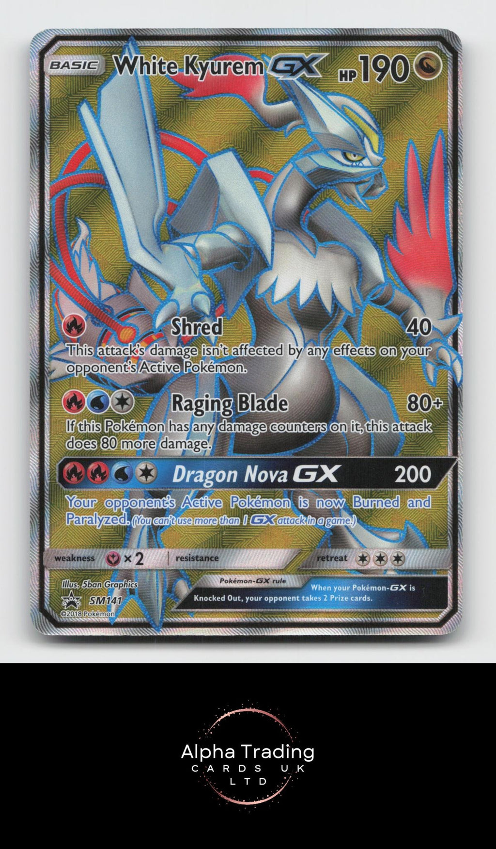 White Kyurem GX - SM141 Holo Promo Sun & Moon Promo Pokemon Near Mint