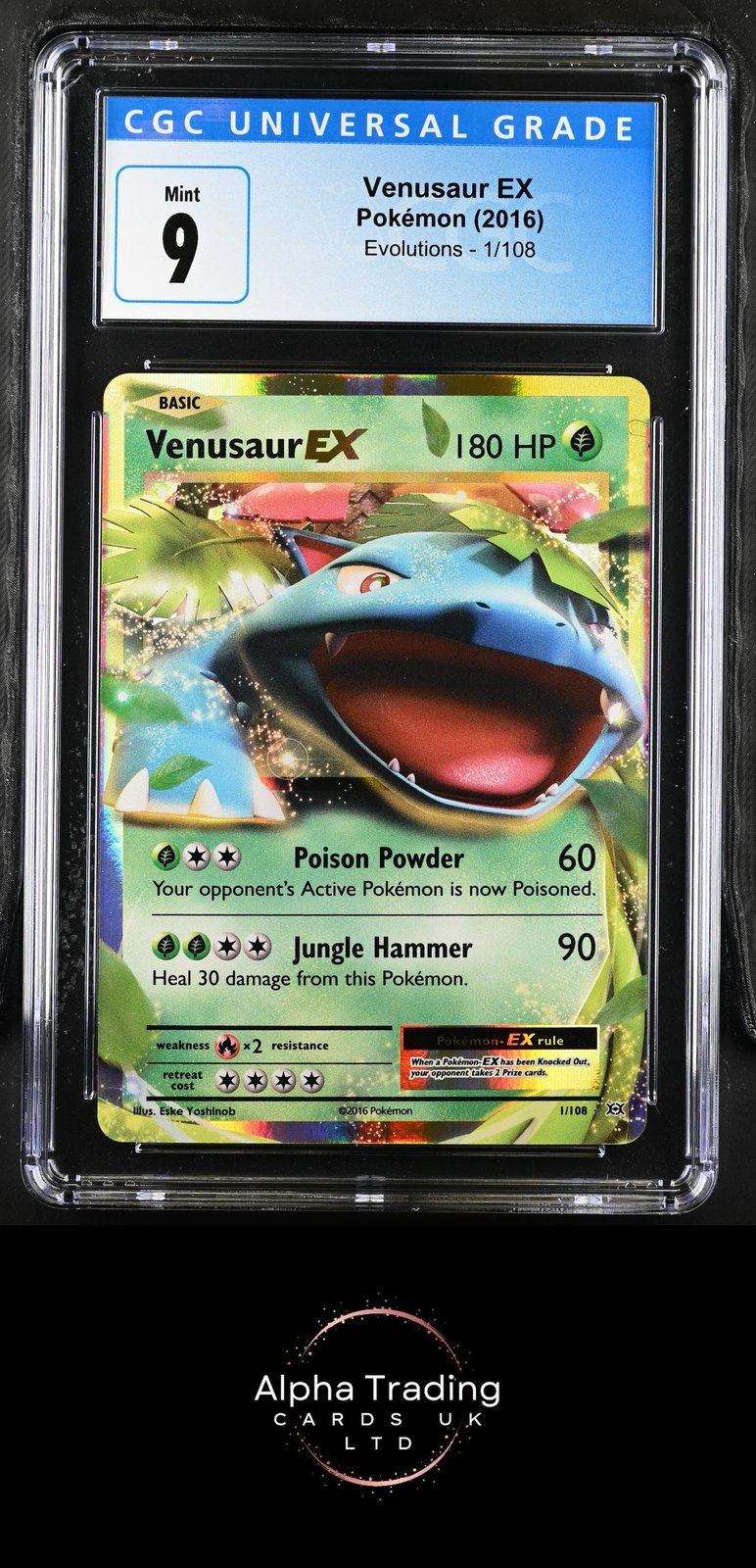 Venusaur EX 1/108 Holo Evolutions Pokemon CGC 9 Mint
