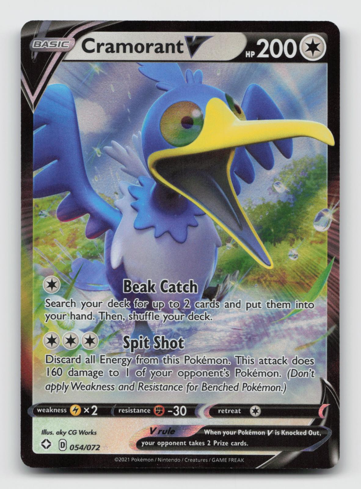 Cramorant V 054/072 Holo V Rare Shining Fates Pokemon Near Mint