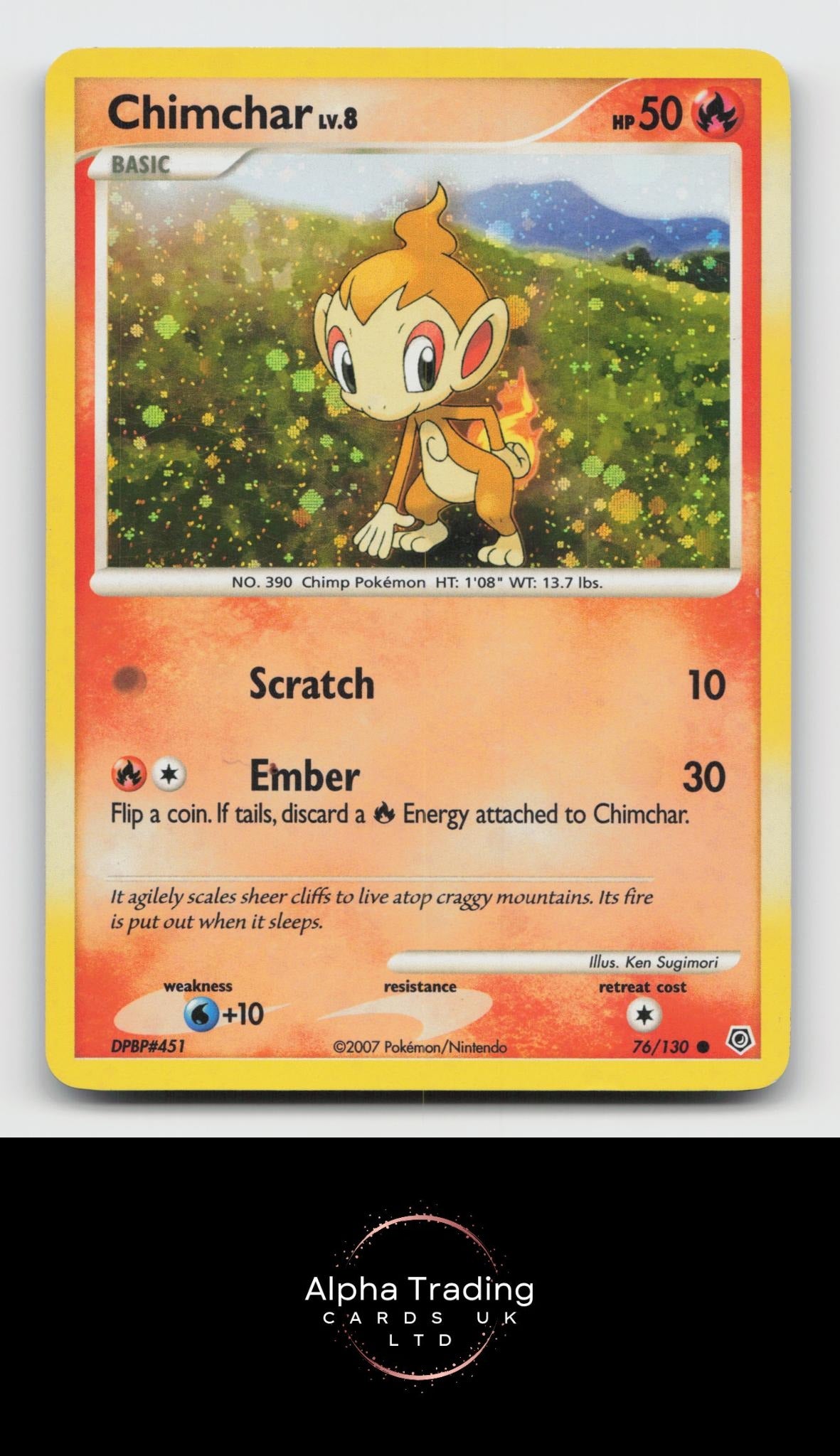 Chimchar 76/130 Common Diamond & Pearl Pokemon holo Damaged