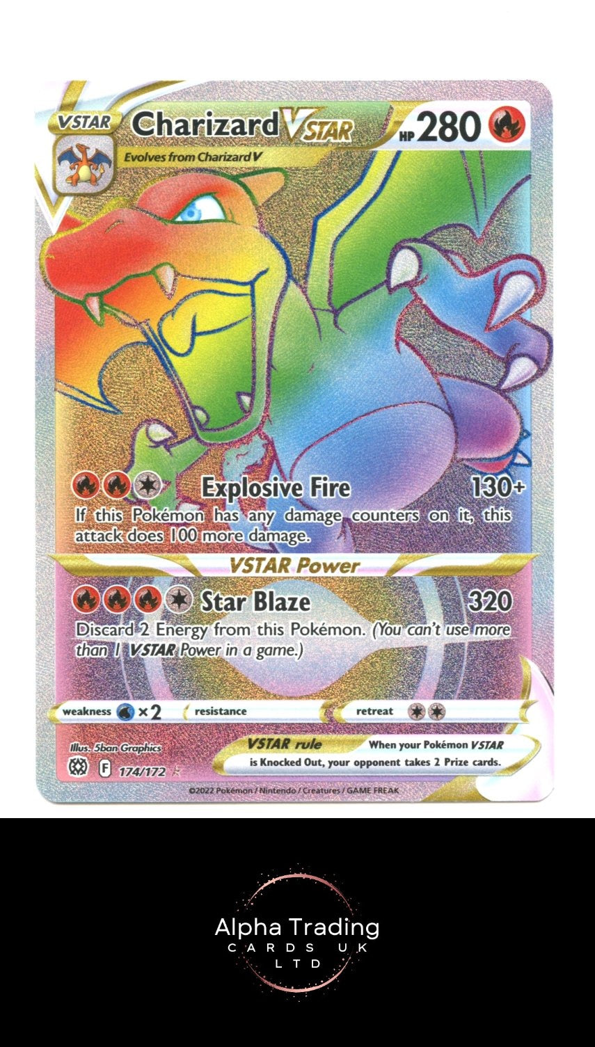 Charizard VSTAR 174/172 Rainbow Rare Brilliant Stars Pokemon Holo Near Mint