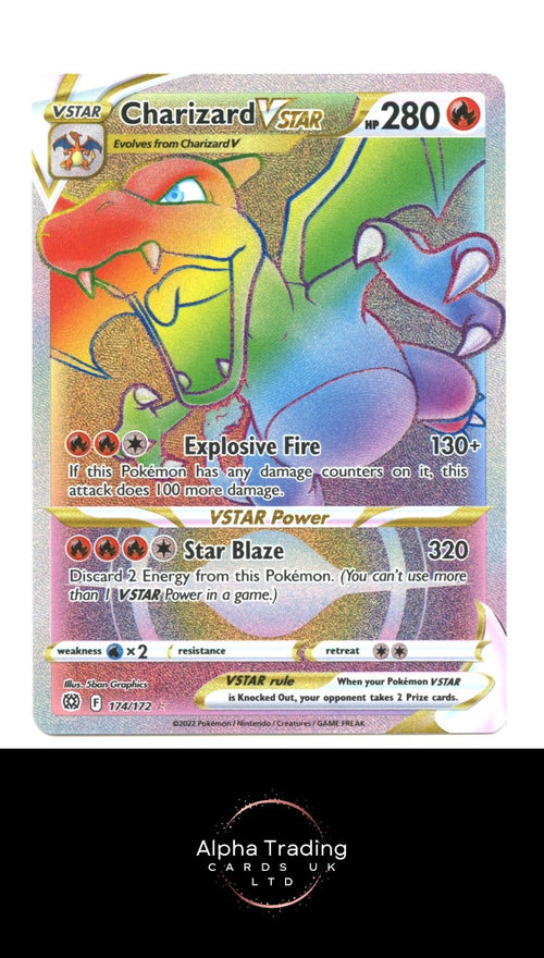 Charizard VSTAR 174/172 Rainbow Rare Brilliant Stars Pokemon Holo Near Mint