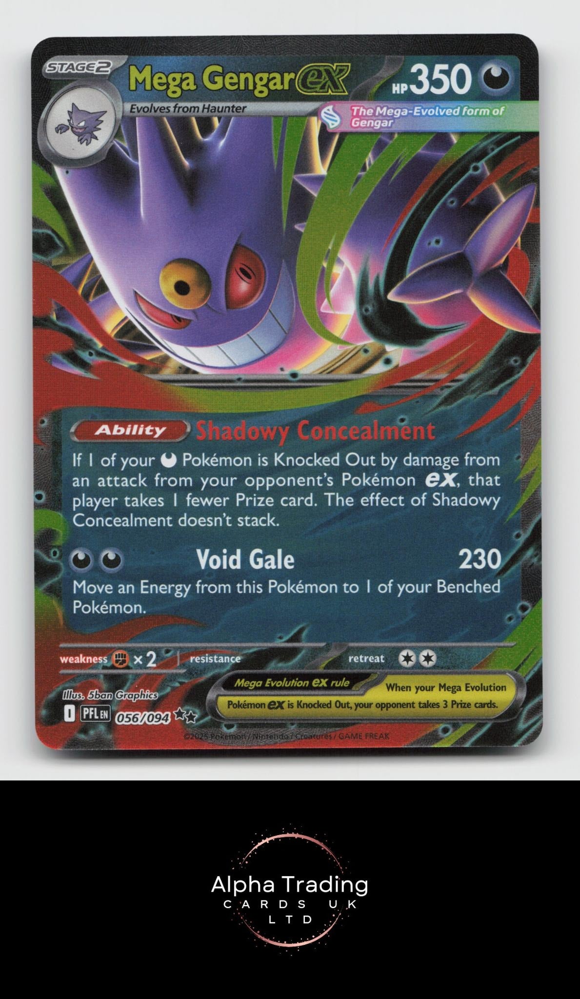 Mega Gengar ex 056/094 Double Rare Phantasmal Flames Pokemon Holo Near Mint