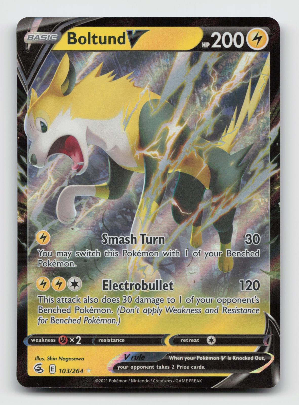 Boltund V 103/264 Holo V Rare Fusion Strike Pokemon Near Mint