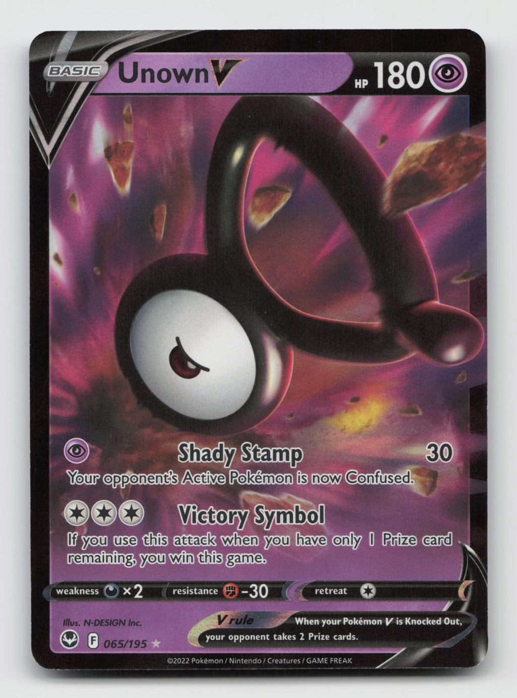 Unown V 065/195 Holo Ultra Rare Silver Tempest Pokemon Near Mint