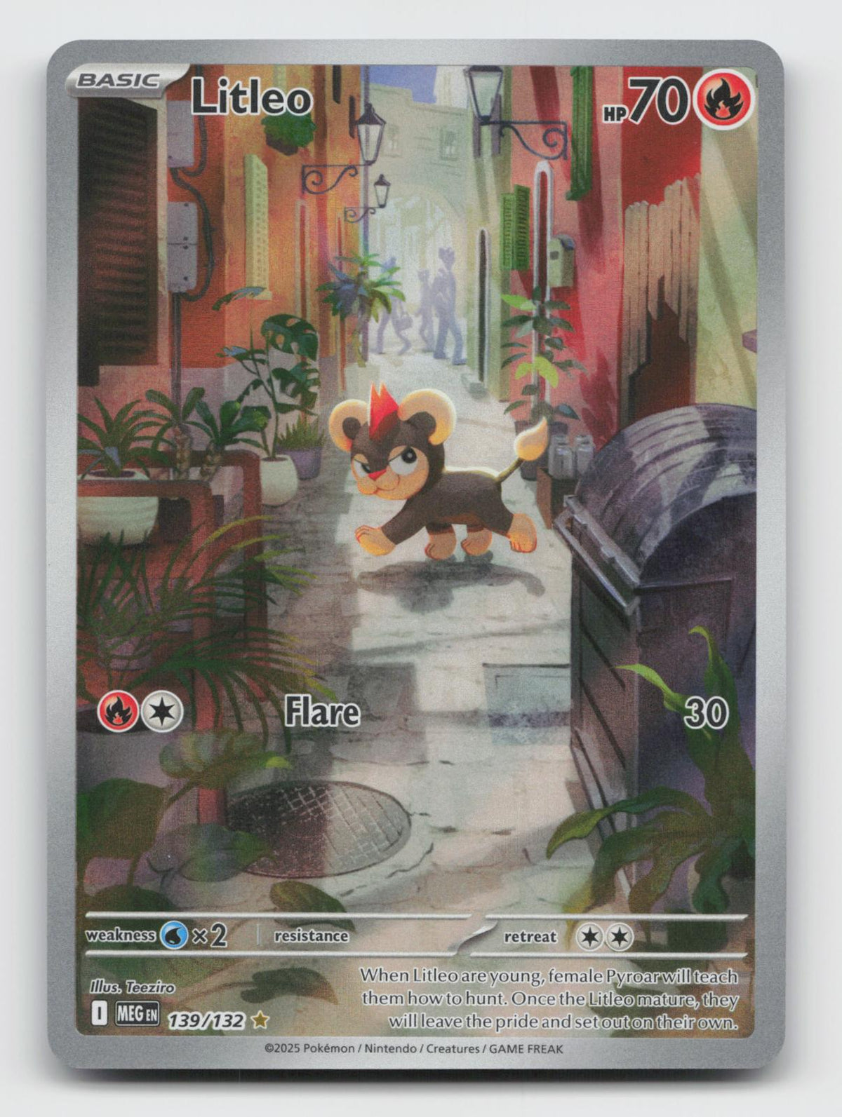 Litleo 139/132 Illustration Rare Mega Evolution Pokemon Holo Near Mint