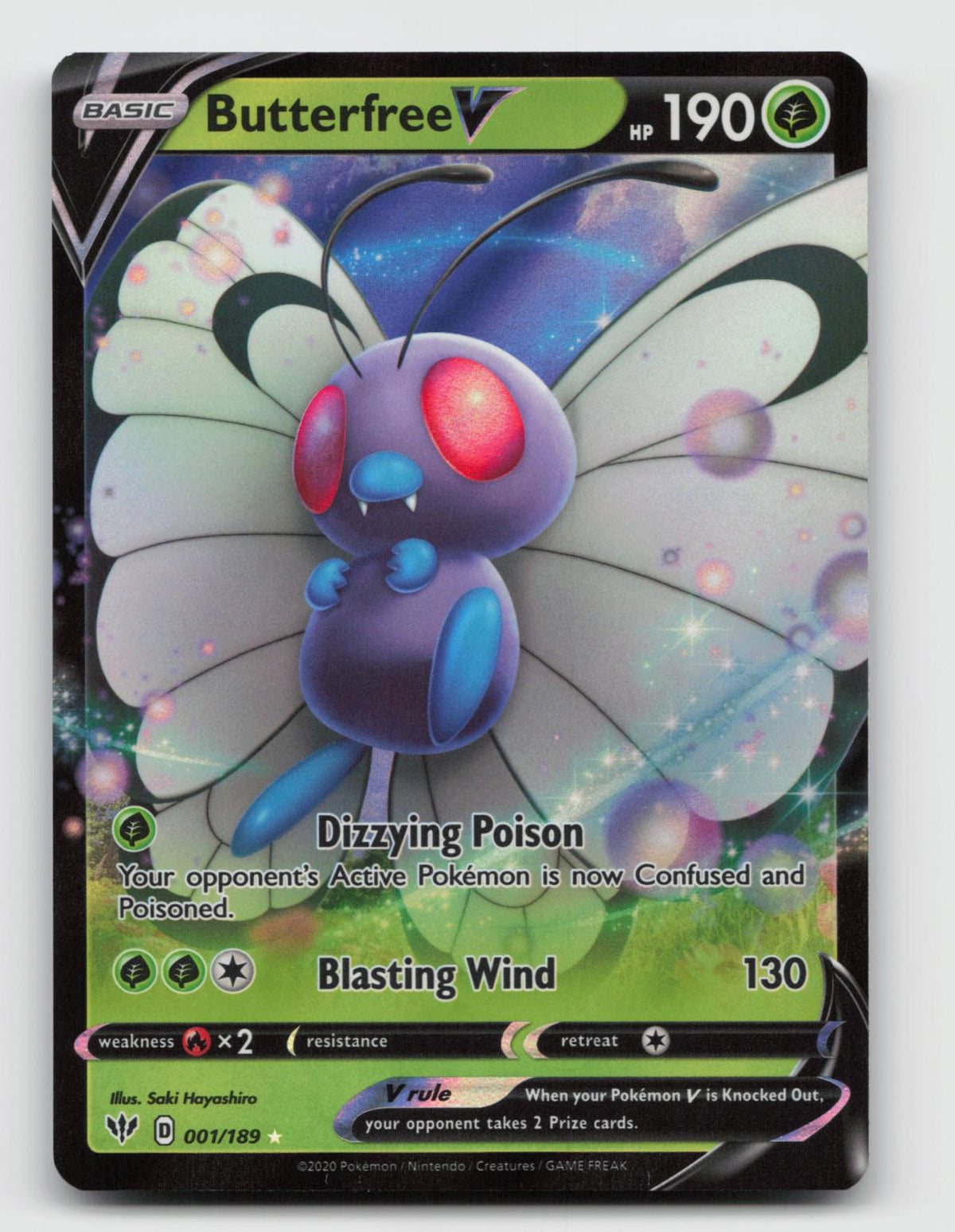 Butterfree V 001/189 Holo V Rare Darkness Ablaze Pokemon Near Mint