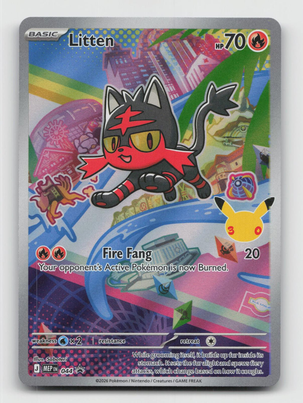 Litten 044 Holo Promo ME: Mega Evolution Promo Pokemon Near Mint