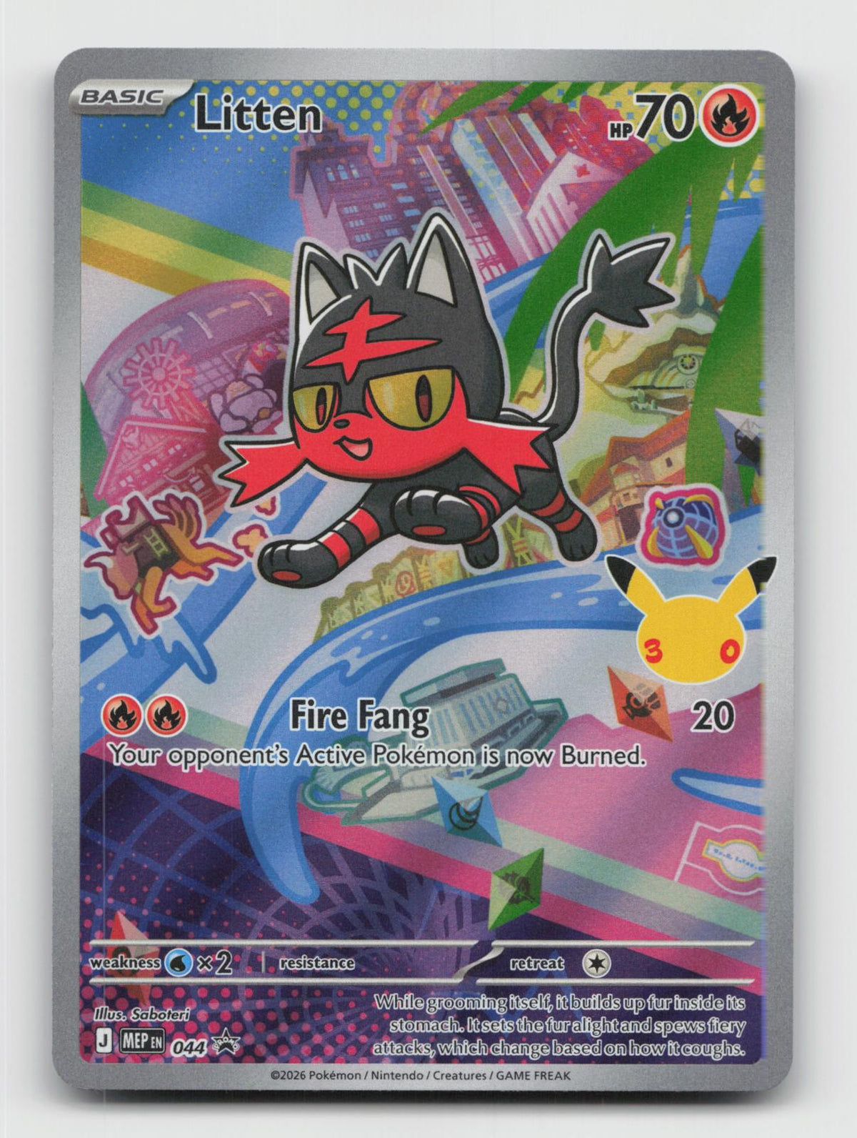 Litten 044 Holo Promo ME: Mega Evolution Promo Pokemon Near Mint