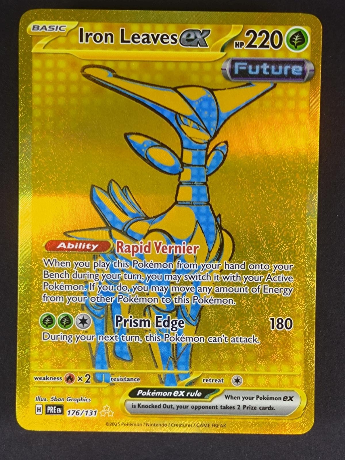 Iron Leaves ex 176/131 Holo Hyper Rare Prismatic Evolutions Pokemon Holo NM