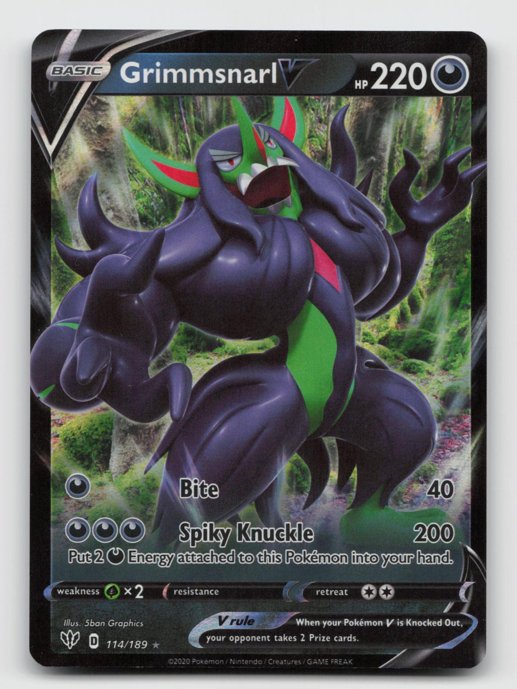Grimmsnarl V 114/189 Holo V Rare Darkness Ablaze Pokemon Near Mint