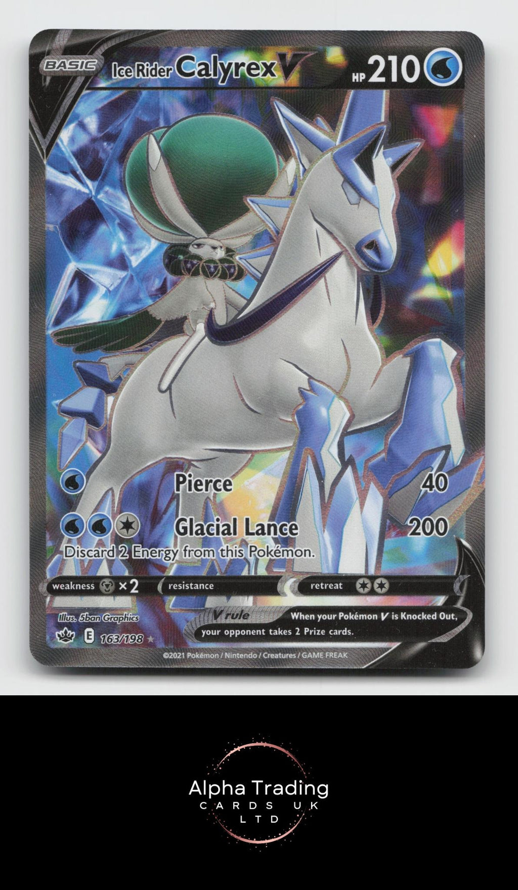 Ice Rider Calyrex V 163/198 Ultra Rare Chilling Reign Pokemon Holo Near Mint