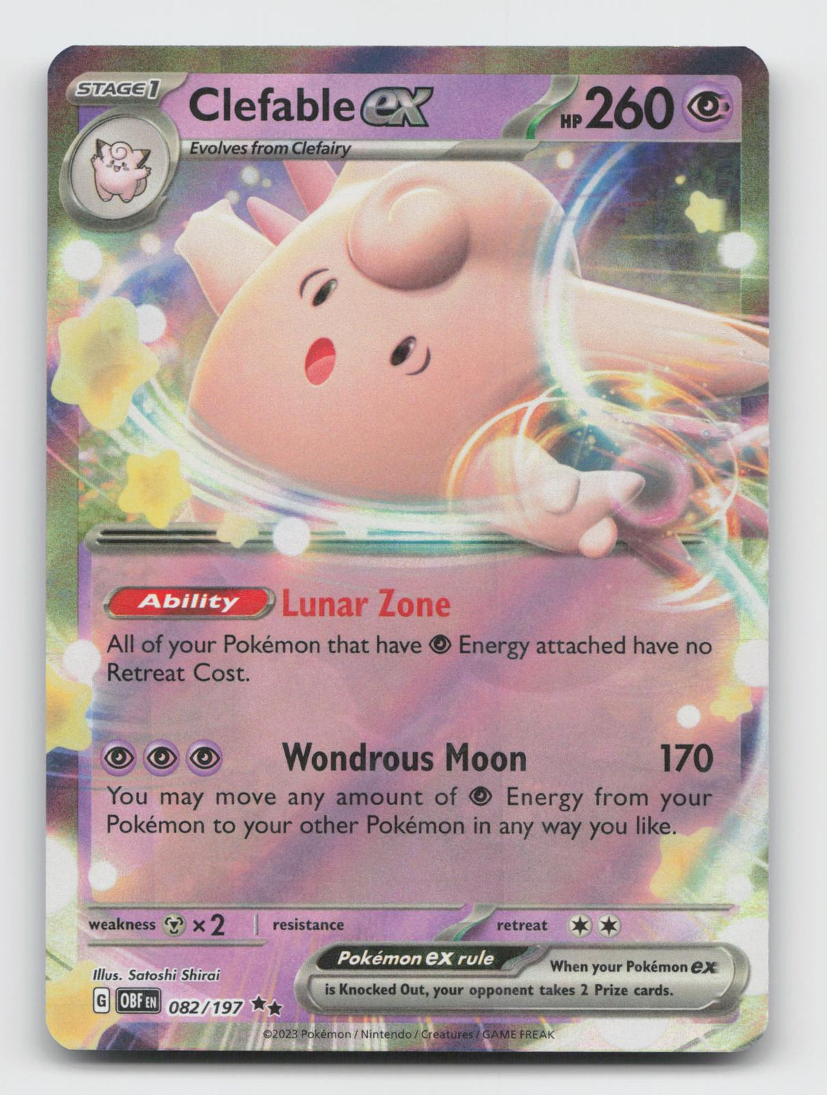 Clefable ex 082/197 Double Rare Obsidian Flames Pokemon Holo Near Mint