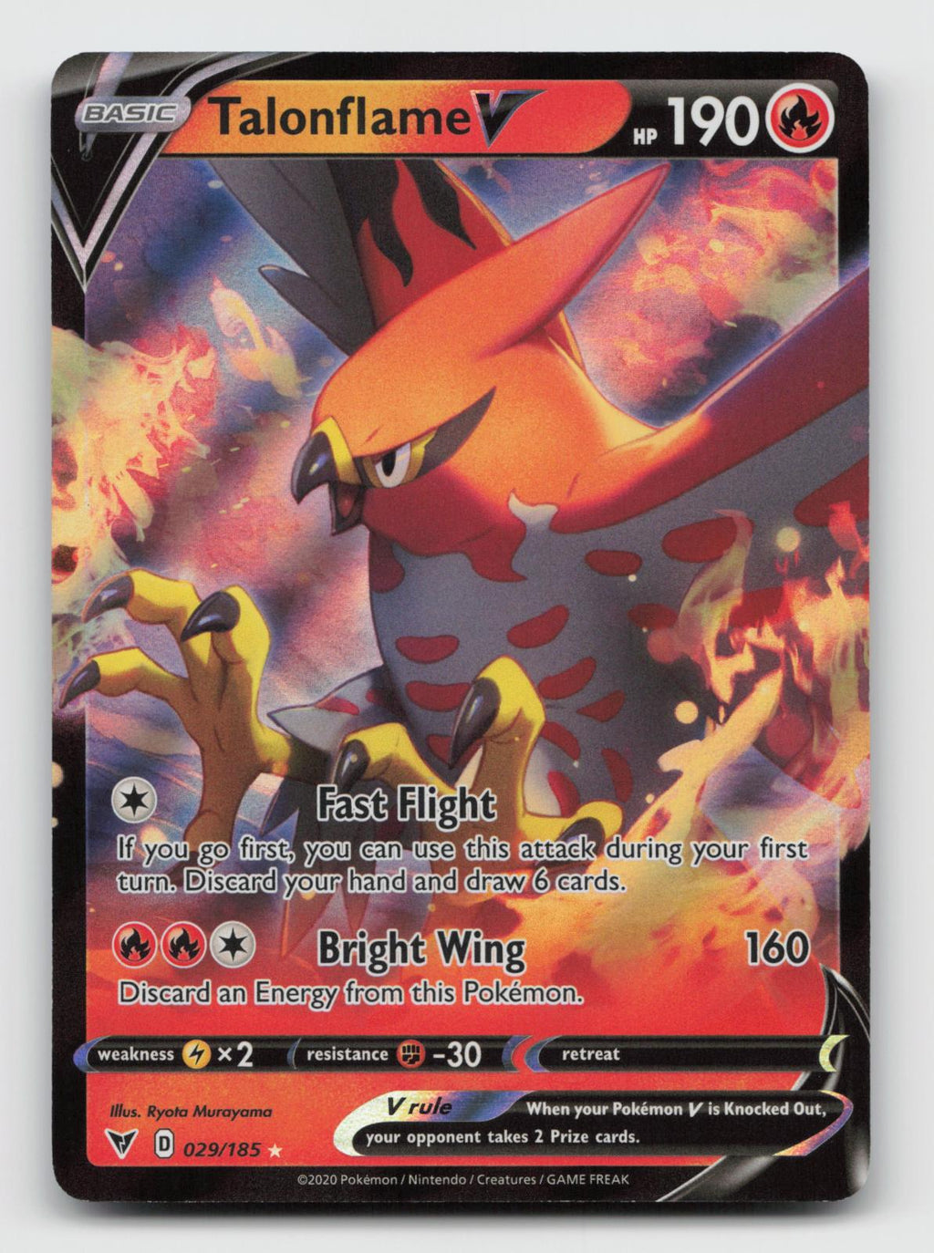 Talonflame V 029/185 Holo V Rare Vivid Voltage Pokemon Near Mint