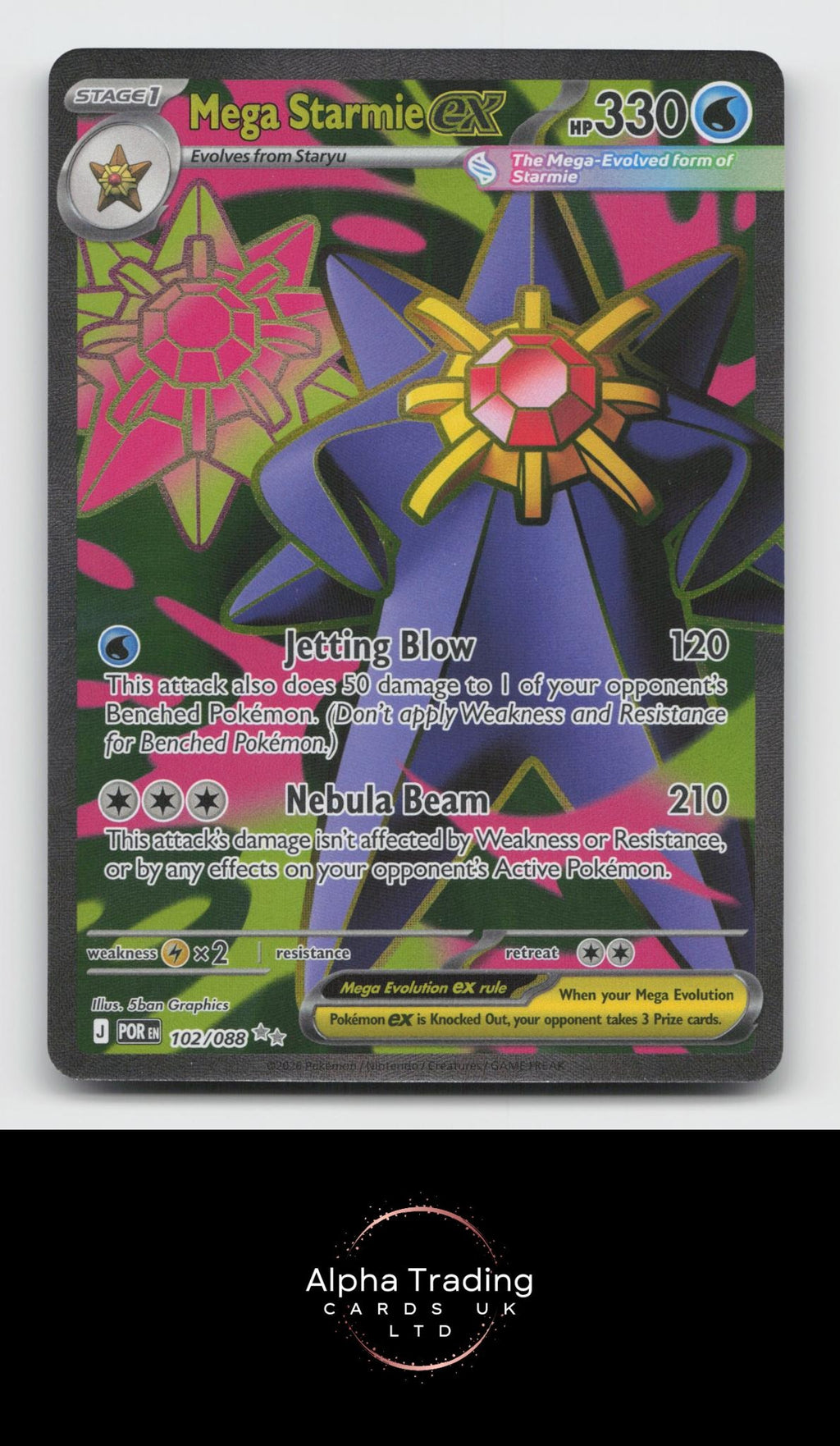 Mega Starmie ex 102/088 Ultra Rare Perfect Order Pokemon Holo Near Mint