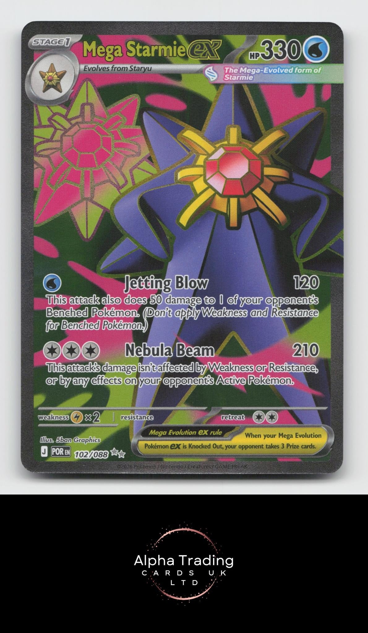 Mega Starmie ex 102/088 Ultra Rare Perfect Order Pokemon Holo Near Mint