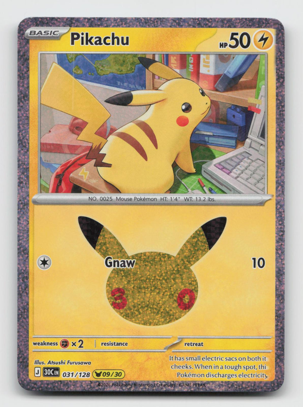Pikachu 031/128 Holo Pikachu Rare ME: 30th Celebration Pokemon Near Mint
