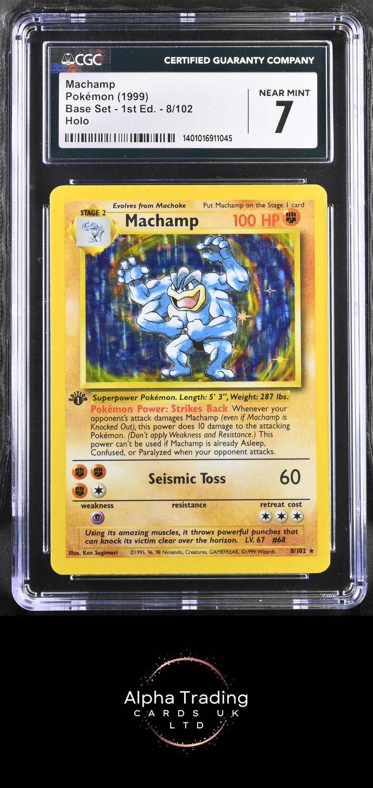 Machamp 8/102 Holo Base Set - 1st Ed. Pokemon CGC 7 Near Mint