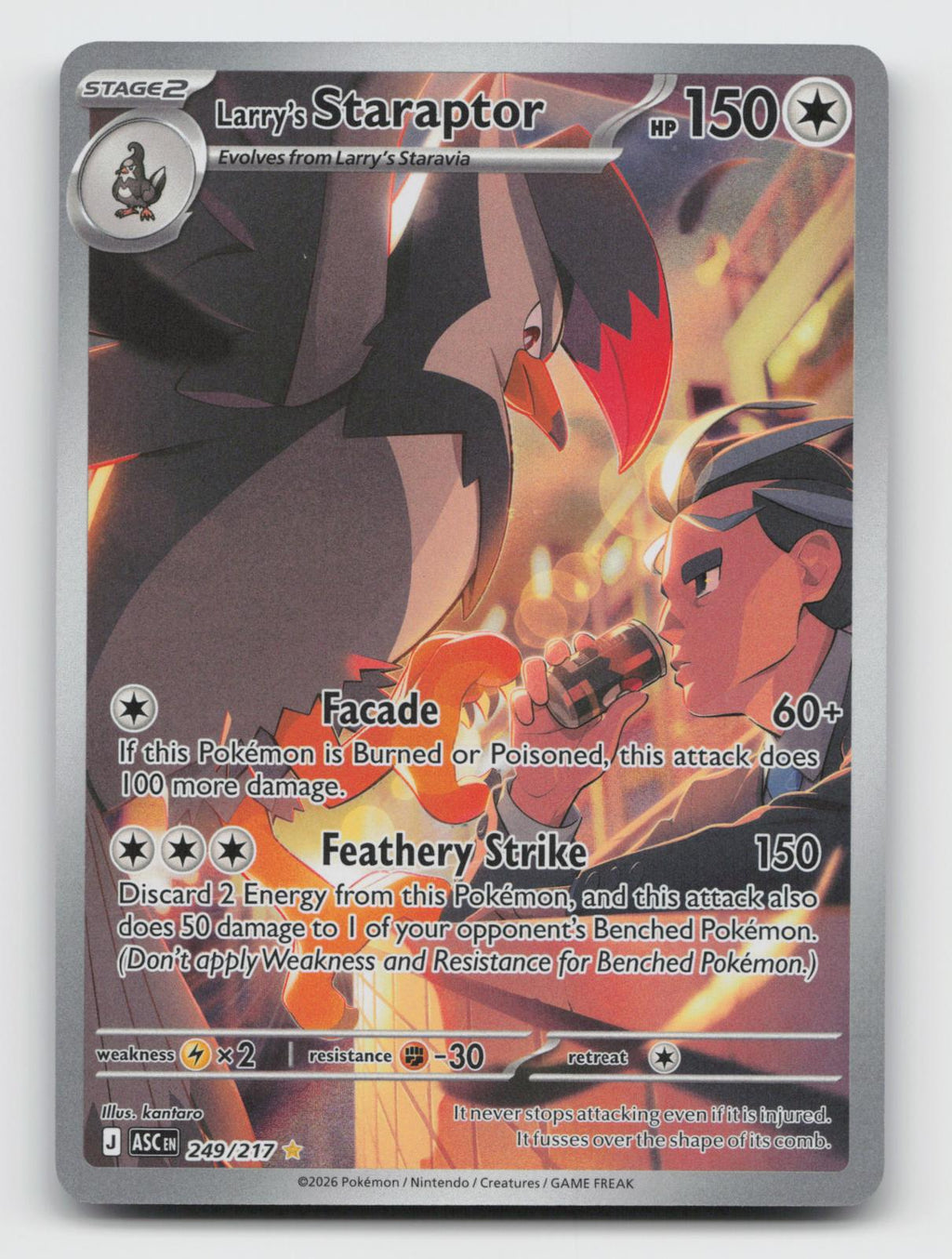 Larry's Staraptor 249/217 Illustration Rare Ascended Heroes Pokemon Holo NM
