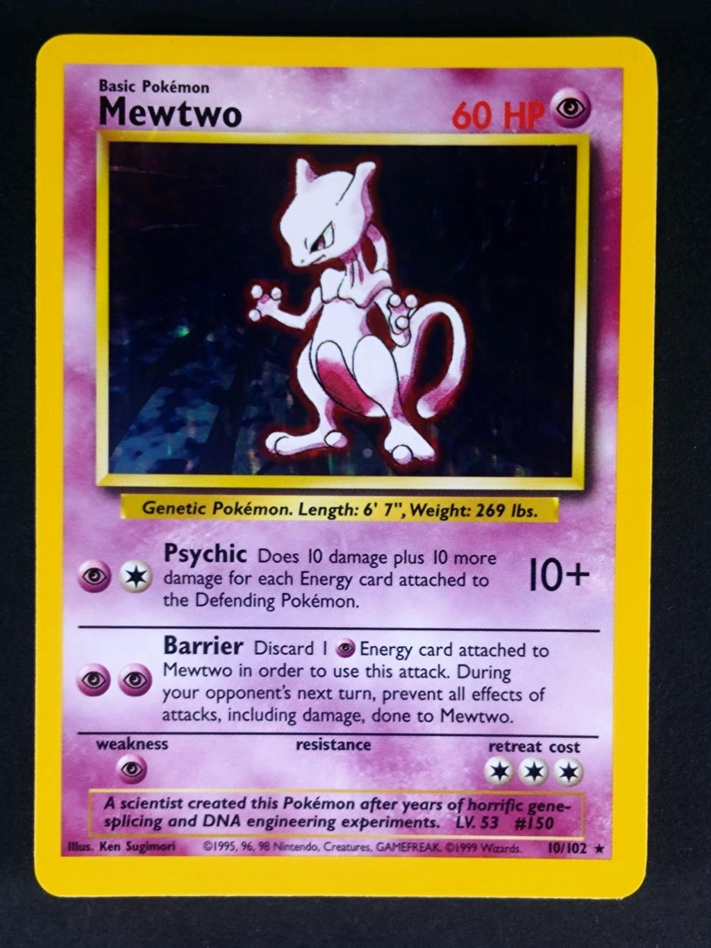 Mewtwo 10/130 Holo Rare Base Set 2 Pokemon Holo Lightly Played