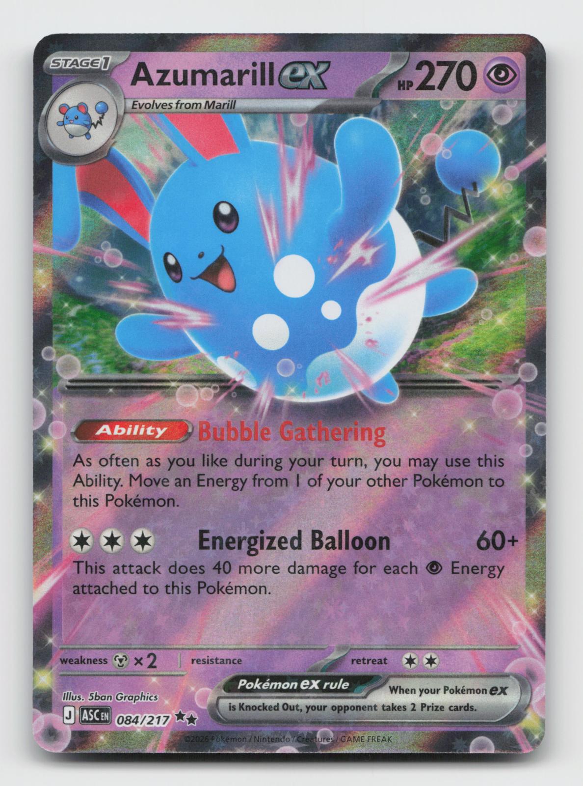 Azumarill ex 084/217 Double Rare Ascended Heroes Pokemon Holo Near Mint