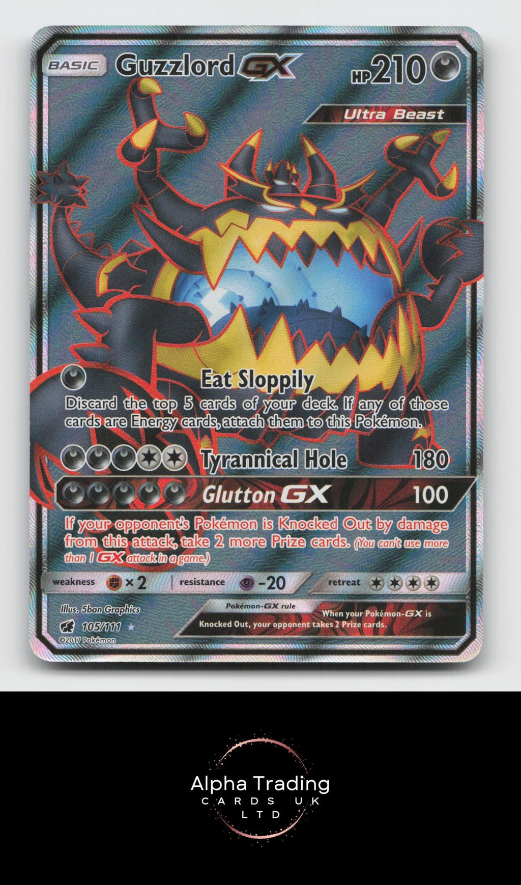 Guzzlord GX 105/111 Ultra Rare Crimson Invasion Pokemon Holo Near Mint