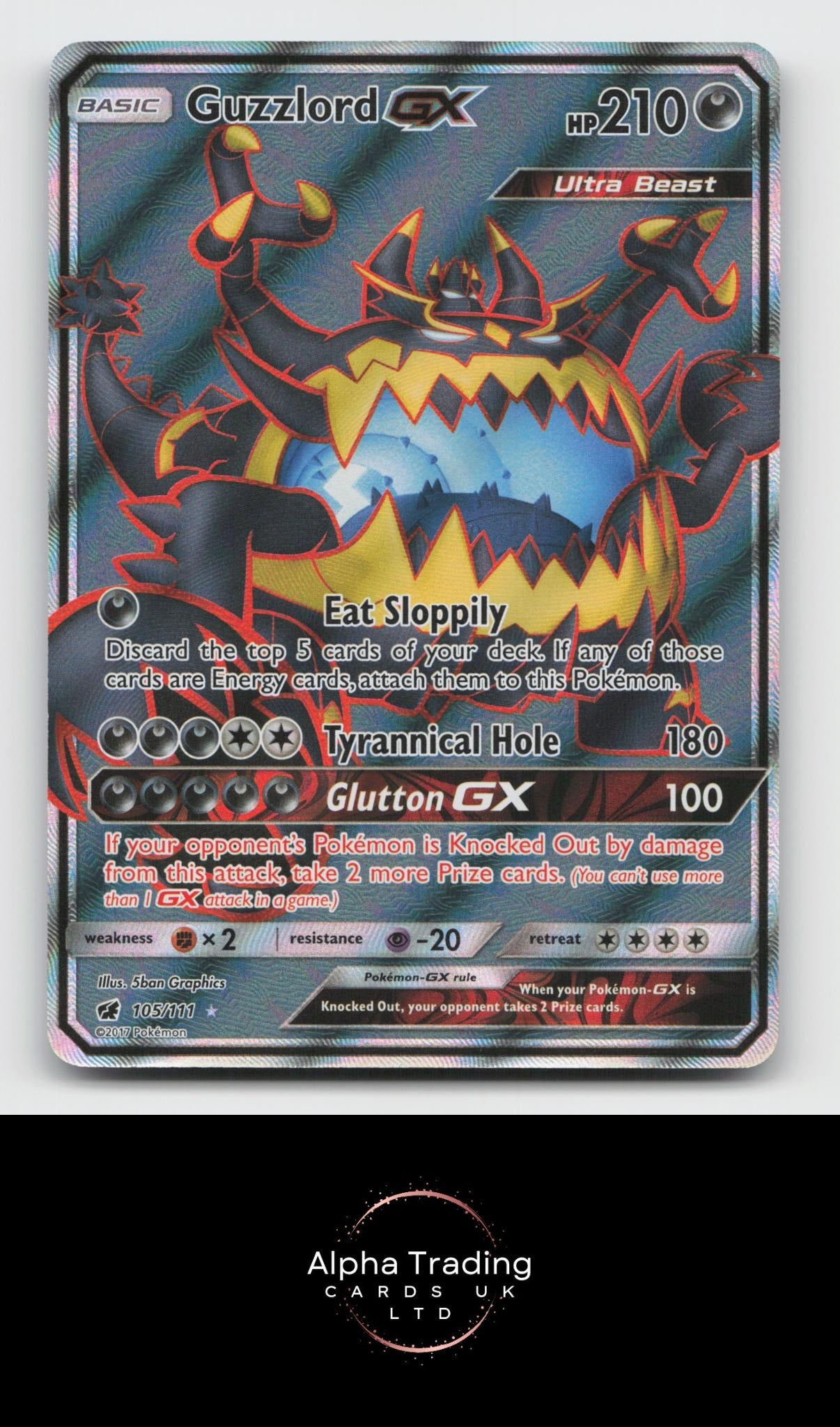 Guzzlord GX 105/111 Ultra Rare Crimson Invasion Pokemon Holo Near Mint