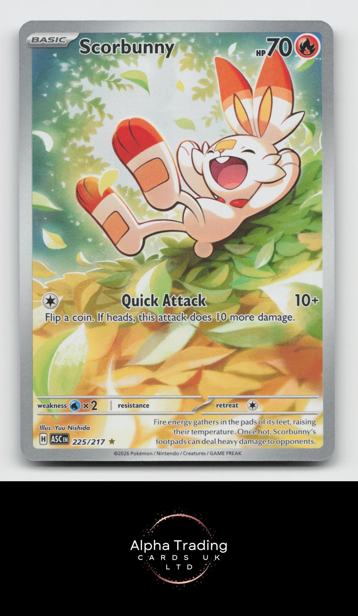 Scorbunny 225/217 Illustration Rare Ascended Heroes Pokemon Holo Near Mint