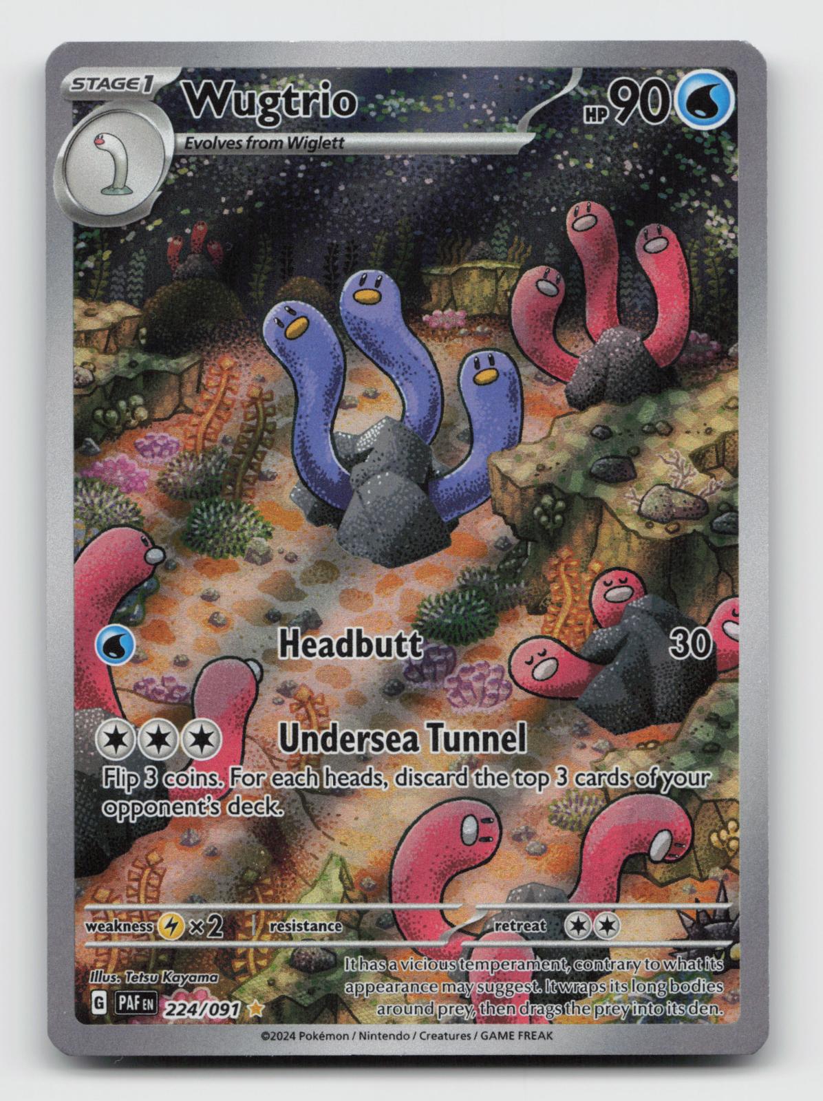 Wugtrio 224/091 Illustration Rare Paldean Fates Pokemon Holo Near Mint