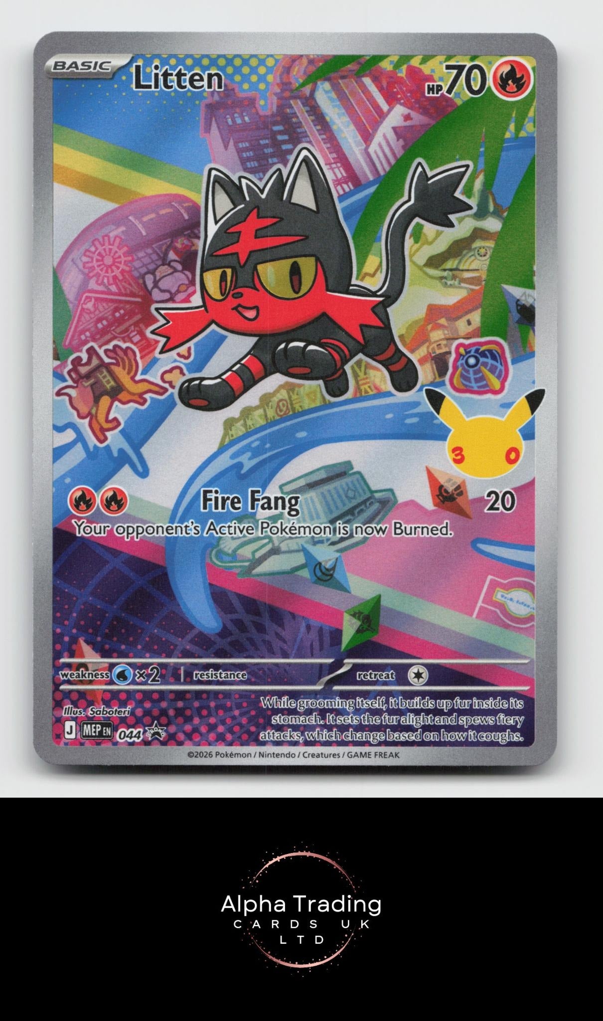 Litten 044 Holo Promo ME: Mega Evolution Promo Pokemon Near Mint