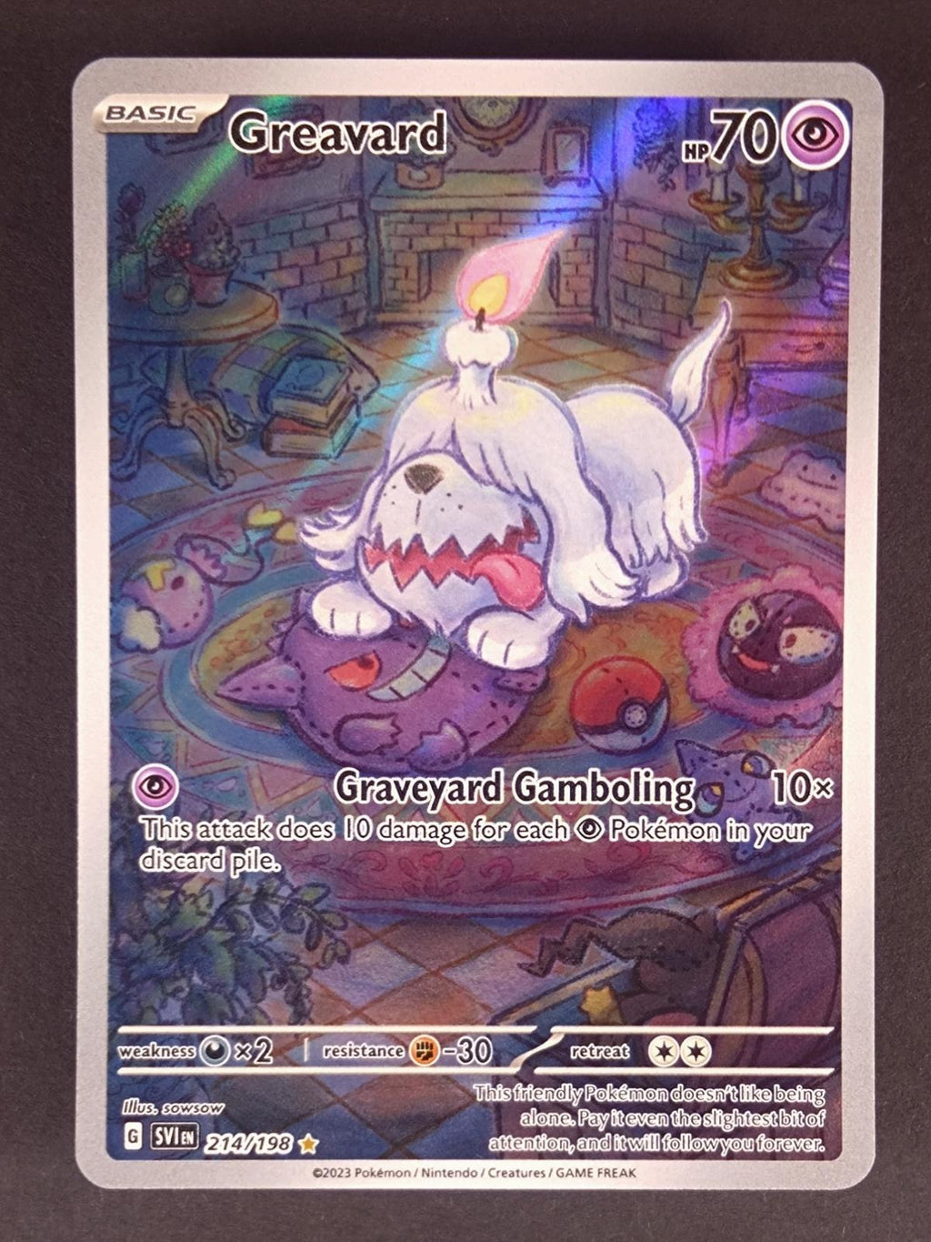 Greavard 214/198 Illustration Rare Scarlet & Violet Pokemon Holo Near Mint