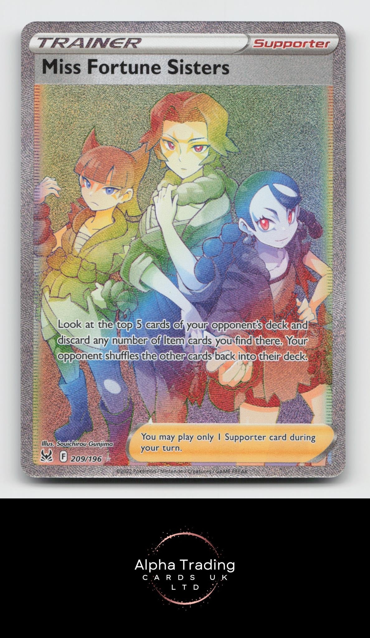 Miss Fortune Sisters 209/196 Rainbow Rare Lost Origin Pokemon Holo Near Mint