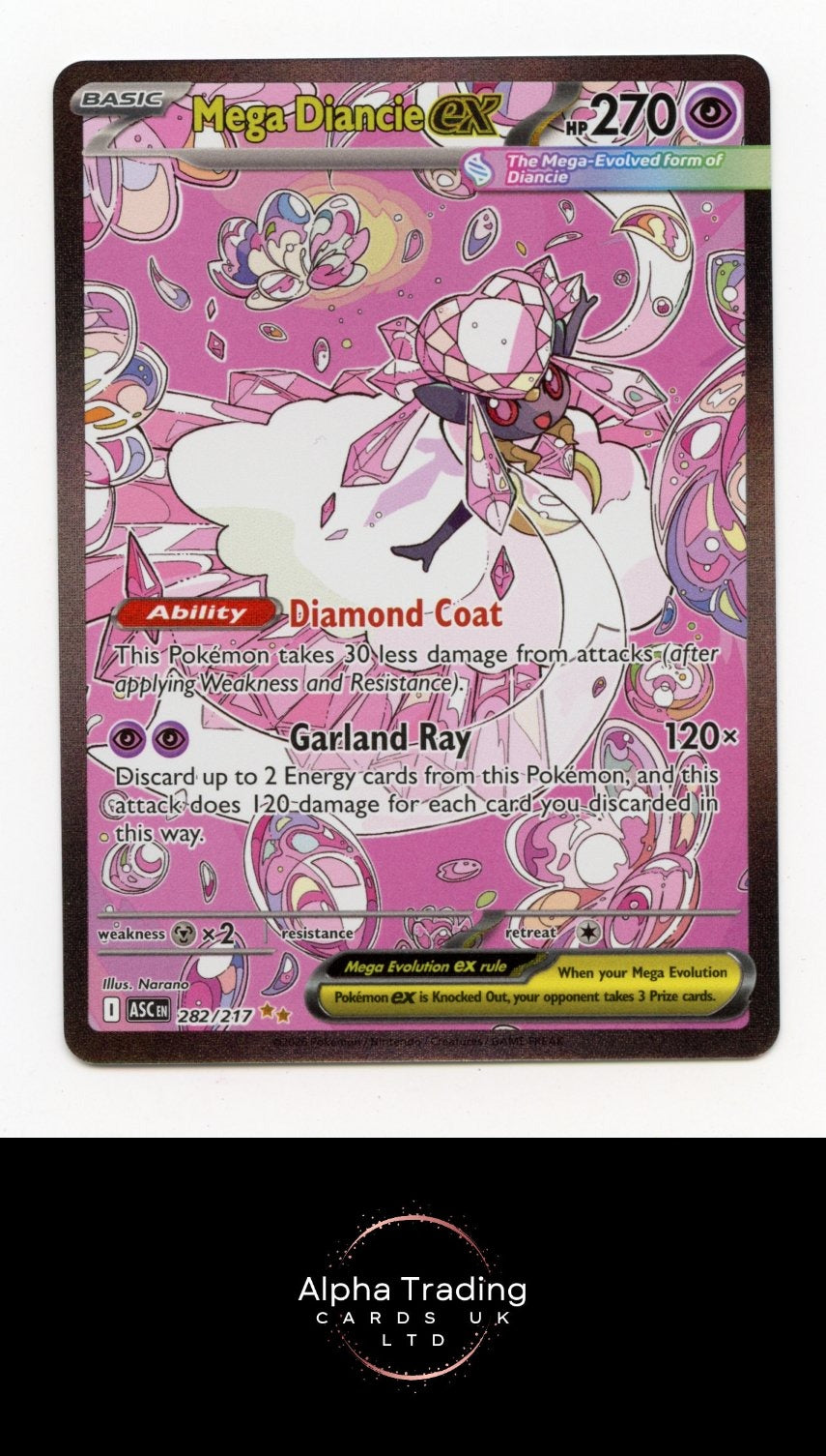 Mega Diancie ex 282/217 Ascended Heroes Pokemon Holo NM