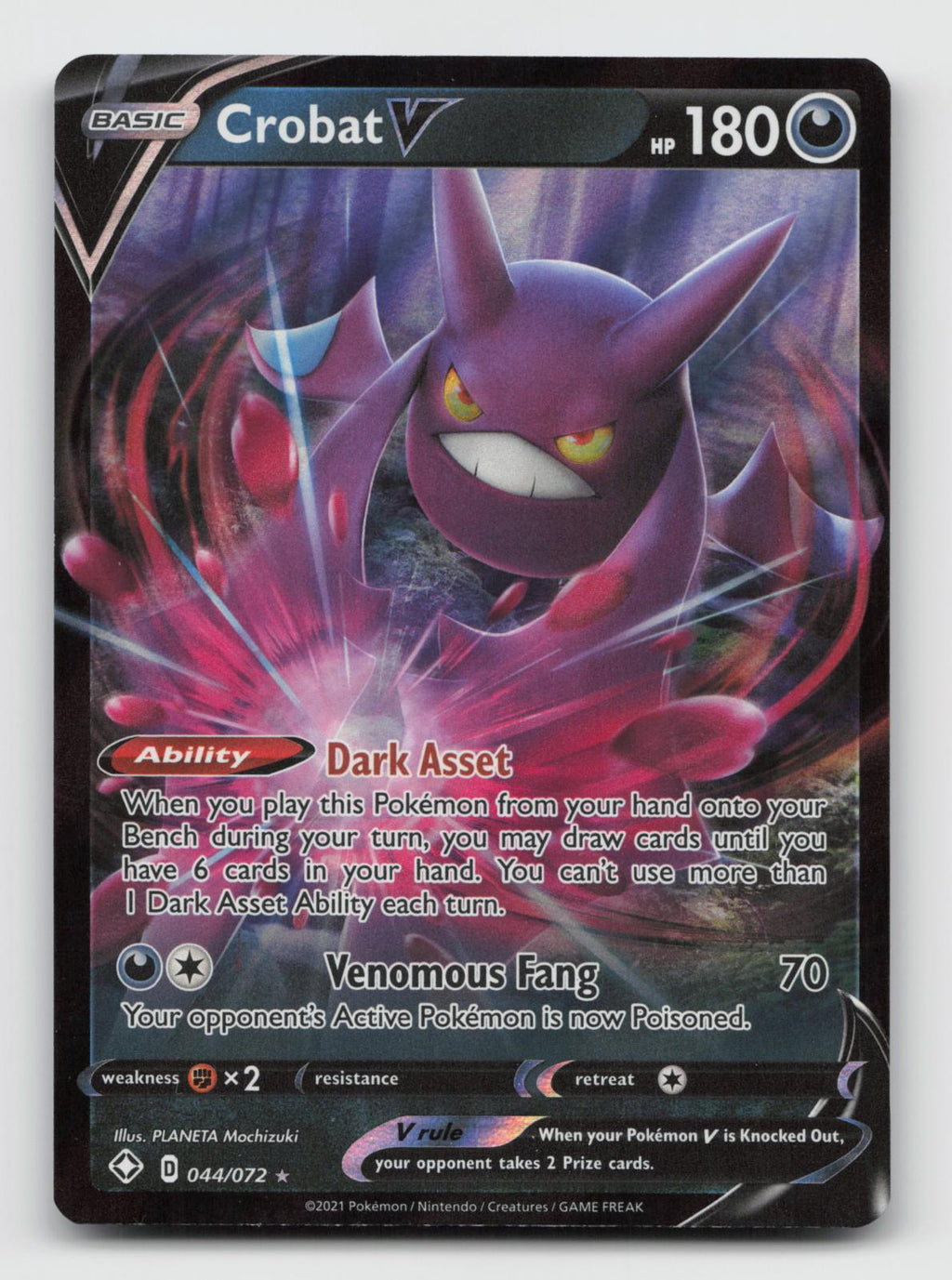 Crobat V 044/072 Holo V Rare Shining Fates Pokemon Near Mint