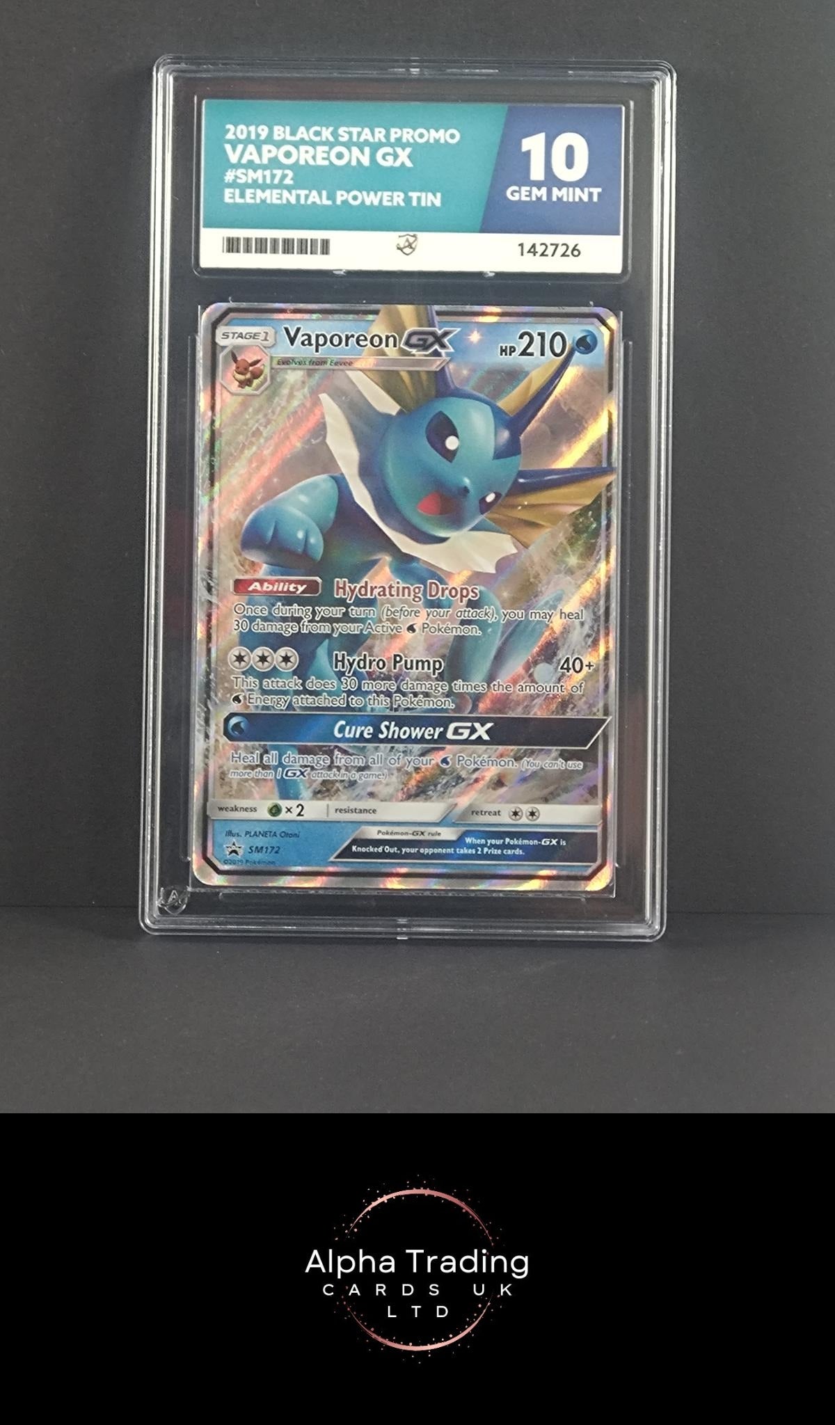Vaporeon Gx SM172 Colour Match Black Star Promo Pokemon ACE 10 Gem Mint