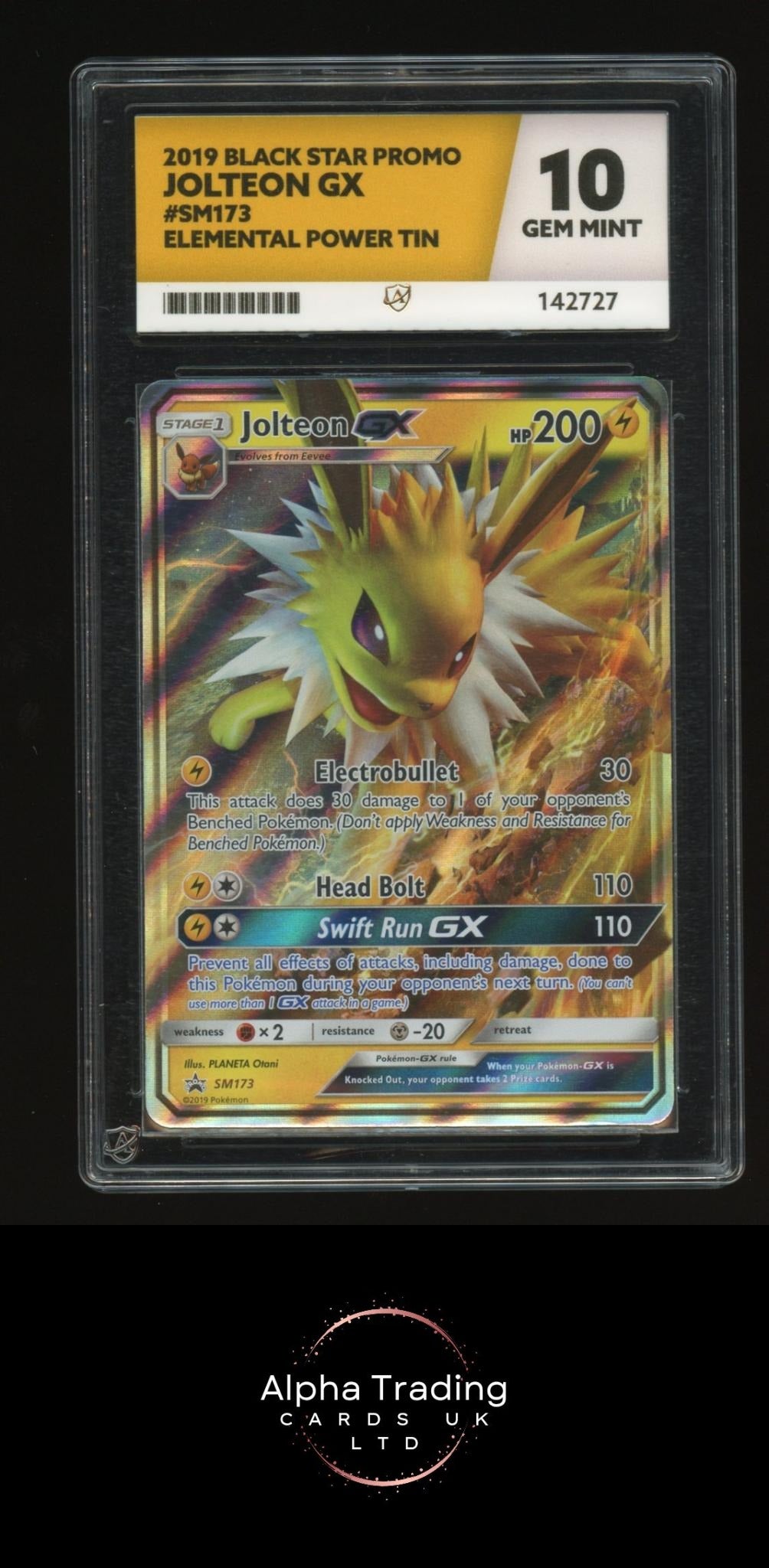Jolteon Gx SM173 Black Star Promo Pokemon ACE 10 Gem Mint