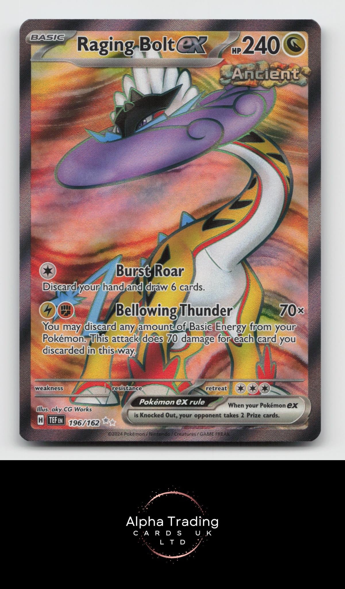 Raging Bolt ex 196/162 Ultra Rare Temporal Forces Pokemon Holo Near Mint