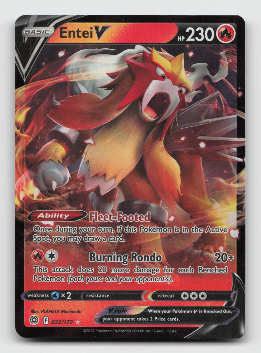 Entei V 022/172 Holo V Rare Brilliant Stars Pokemon Near Mint