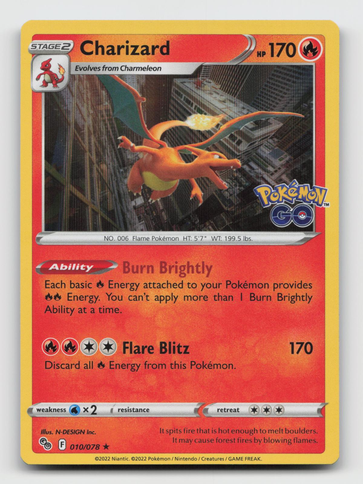 Charizard 010/078 Holo Rare Pokemon GO Pokemon Near Mint