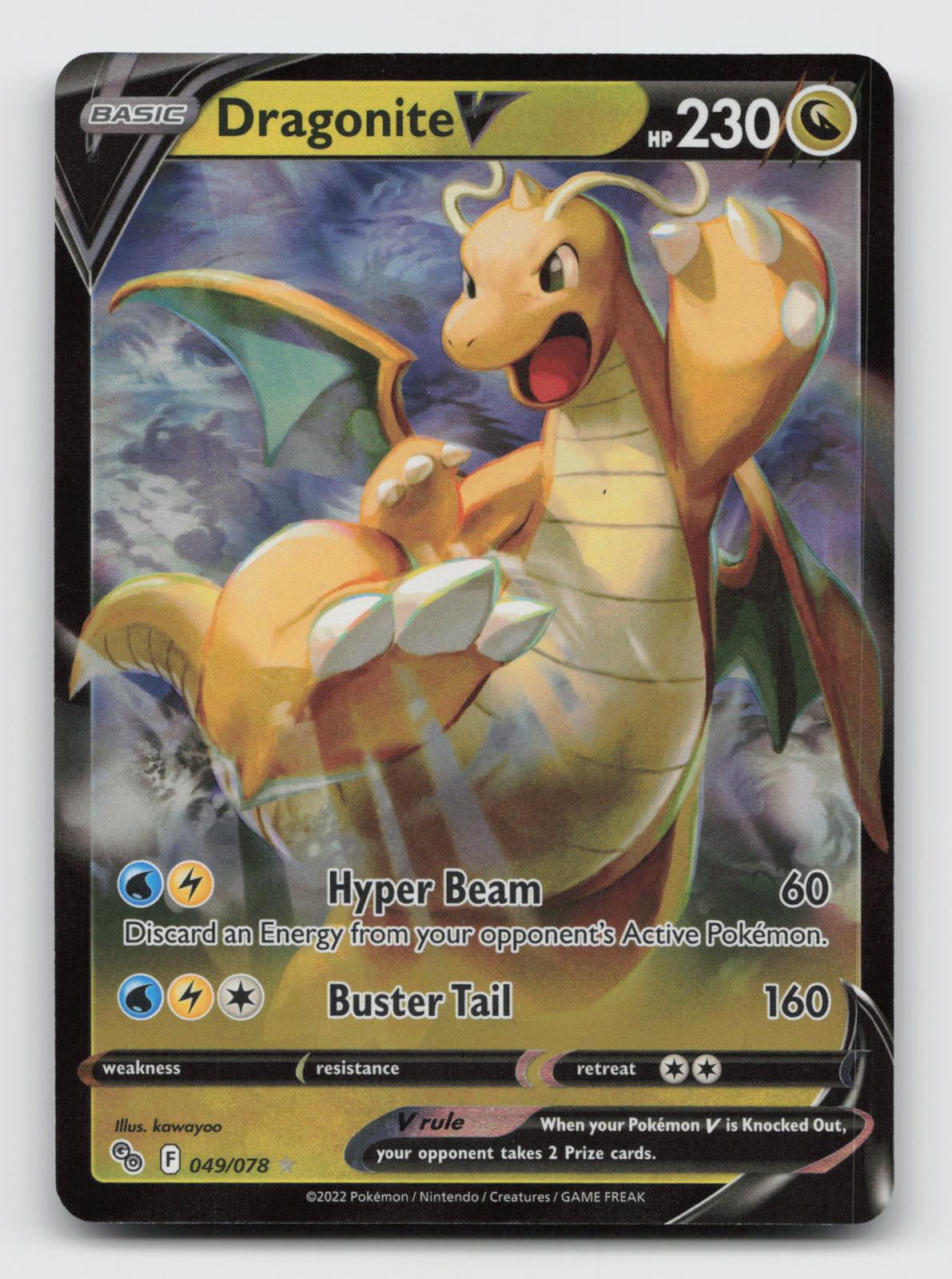 Dragonite V 049/078 Holo V Rare Pokemon GO Pokemon Near Mint