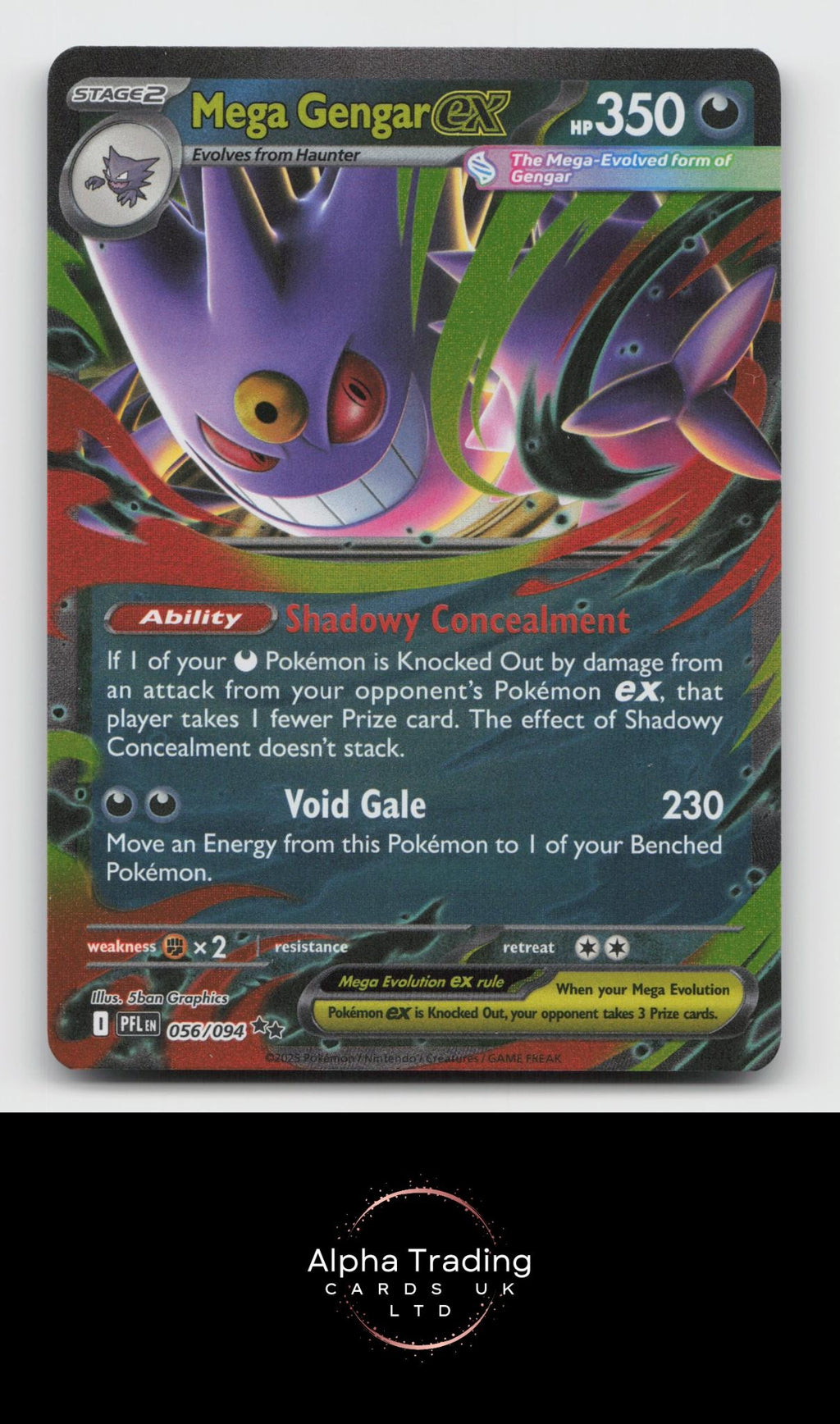 Mega Gengar ex 056/094 Double Rare Phantasmal Flames Pokemon Holo Near Mint