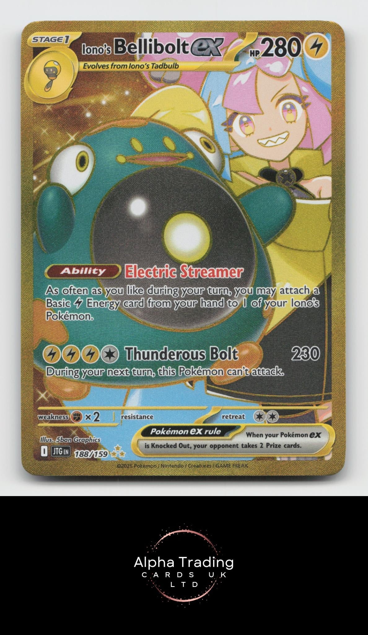 Iono's Bellibolt ex 188/159 Hyper Rare Journey Together Pokemon Holo Near Mint